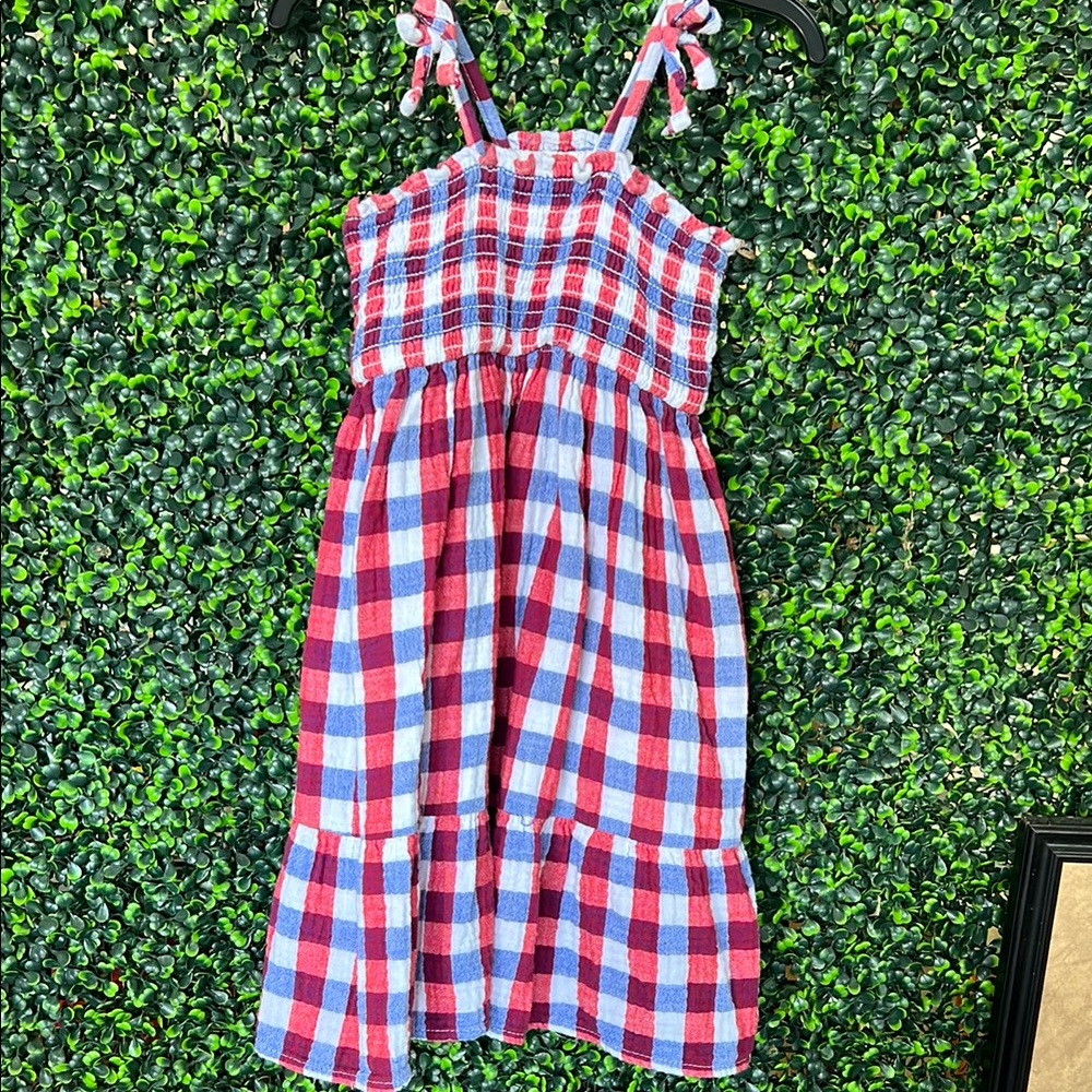 Cat & Jack Red and White Smocked Tie Front Sundress